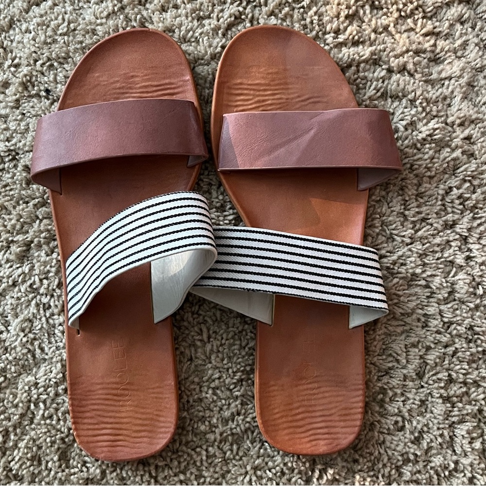 Roolee striped slides. Never worn.